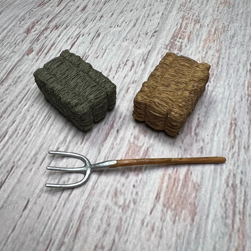 SCHLEICH Hay Bale Pitch Fork Bundle Horse Farm Toy Accessories Replacement